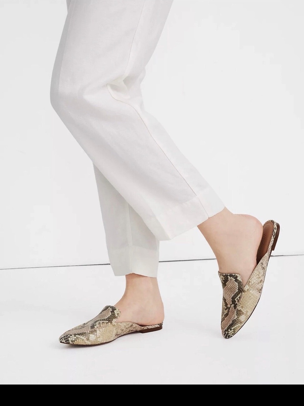 Madewell Frances Skimmer Mule 9.5 leather lizard style tan brown nice condition